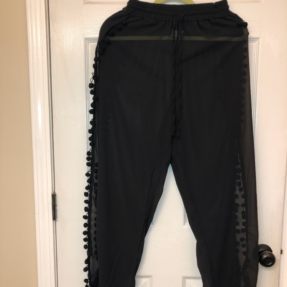 Sheer black harem pants medium NEW